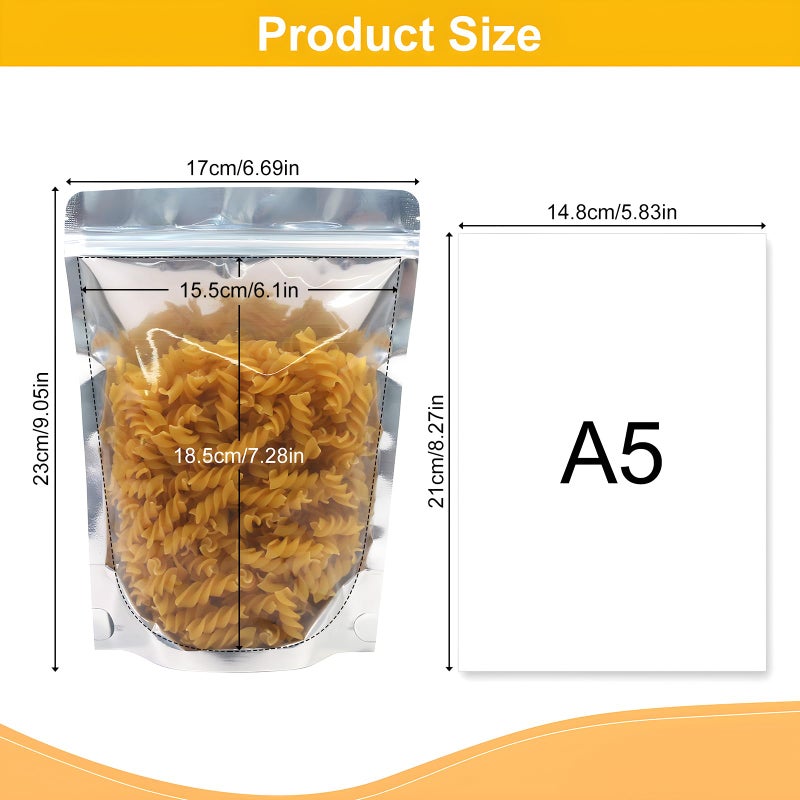 SumDirect Reusable Aluminium Foil Zipper Stand Up Food Pouches Bags with Notch for Food Storage 6.6x9 Inches,28oz,Pack of 50 - Image 2